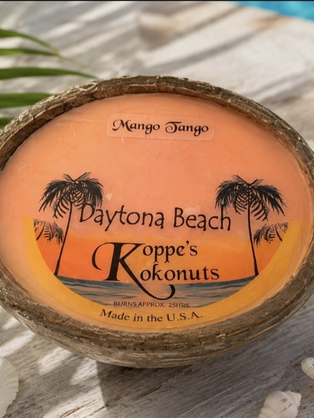 Koppe's Kokonuts Daytona Beach Mango Tango Candlet Shell Candle